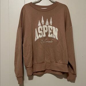 Francesca's Collections Brown Aspen Crew Neck Sweater